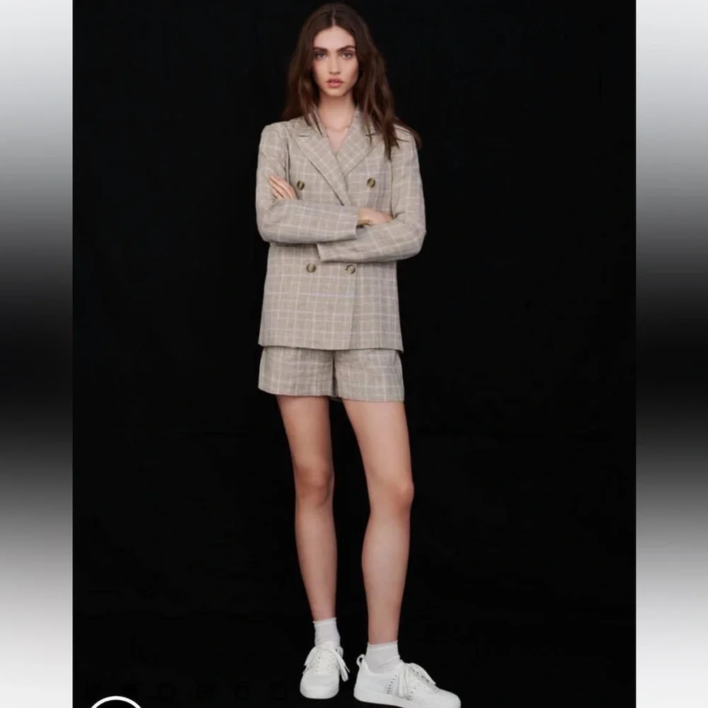 New MAJE PARIS Checked Linen Jacket in Size 6/M/38 - Picture 3 of 11